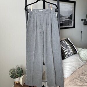 Abercrombie & Fitch Brushed Suiting Tailored Wide Leg Pants (Grey, Small, Short)